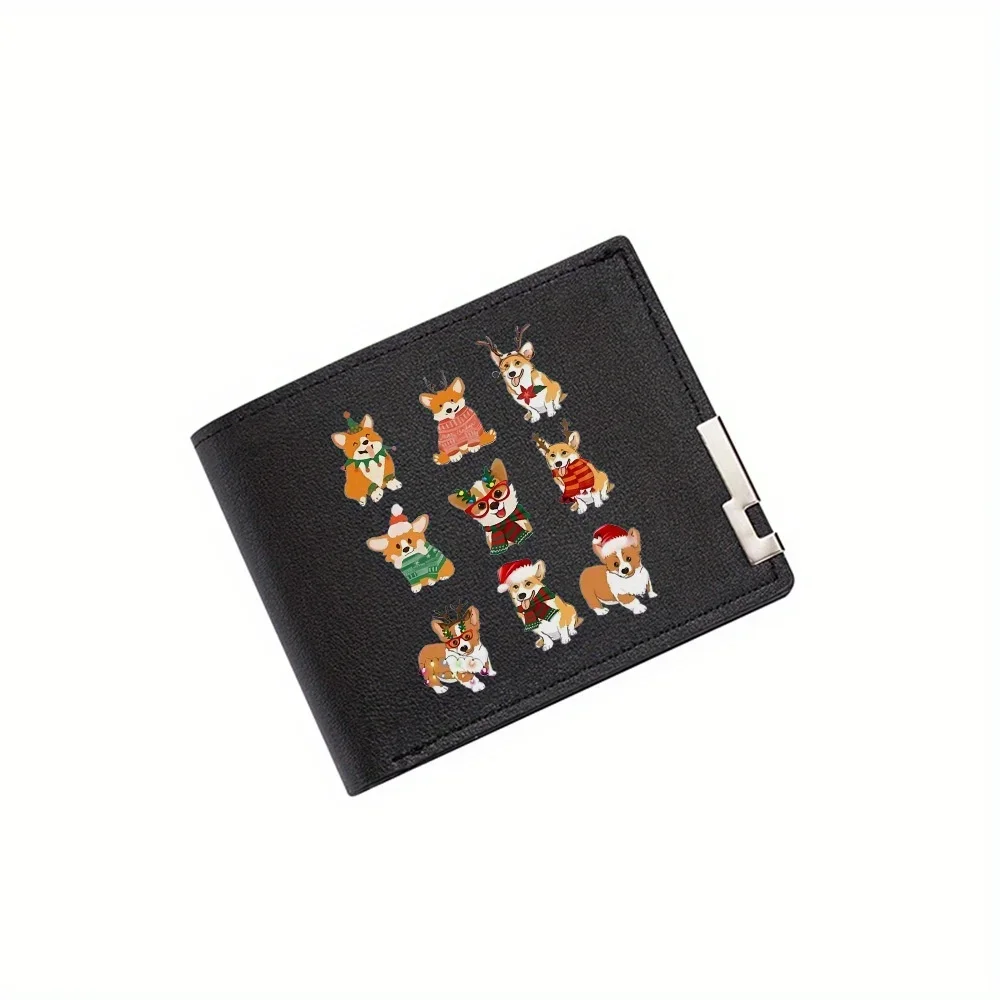 

Рождественские украшения Corgi со праздником, мужской кошелек с принтом, простой современный стильный деловой кошелек для отца, парня, Христа