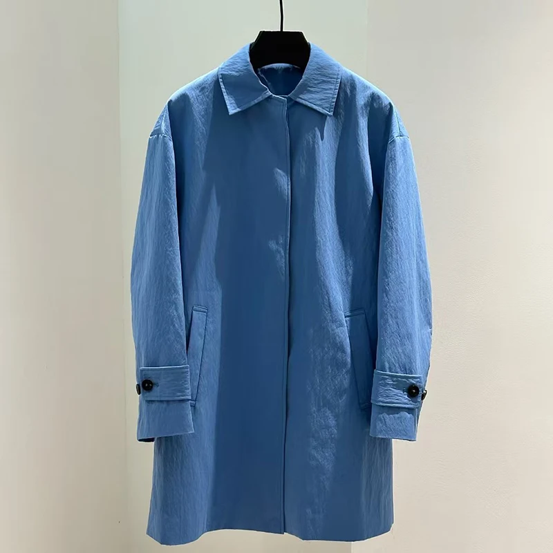 

Women's trench coat New autumn 2025 lapel slim fit long women's jacket High quality cotton blend Women's windbreaker outerwears