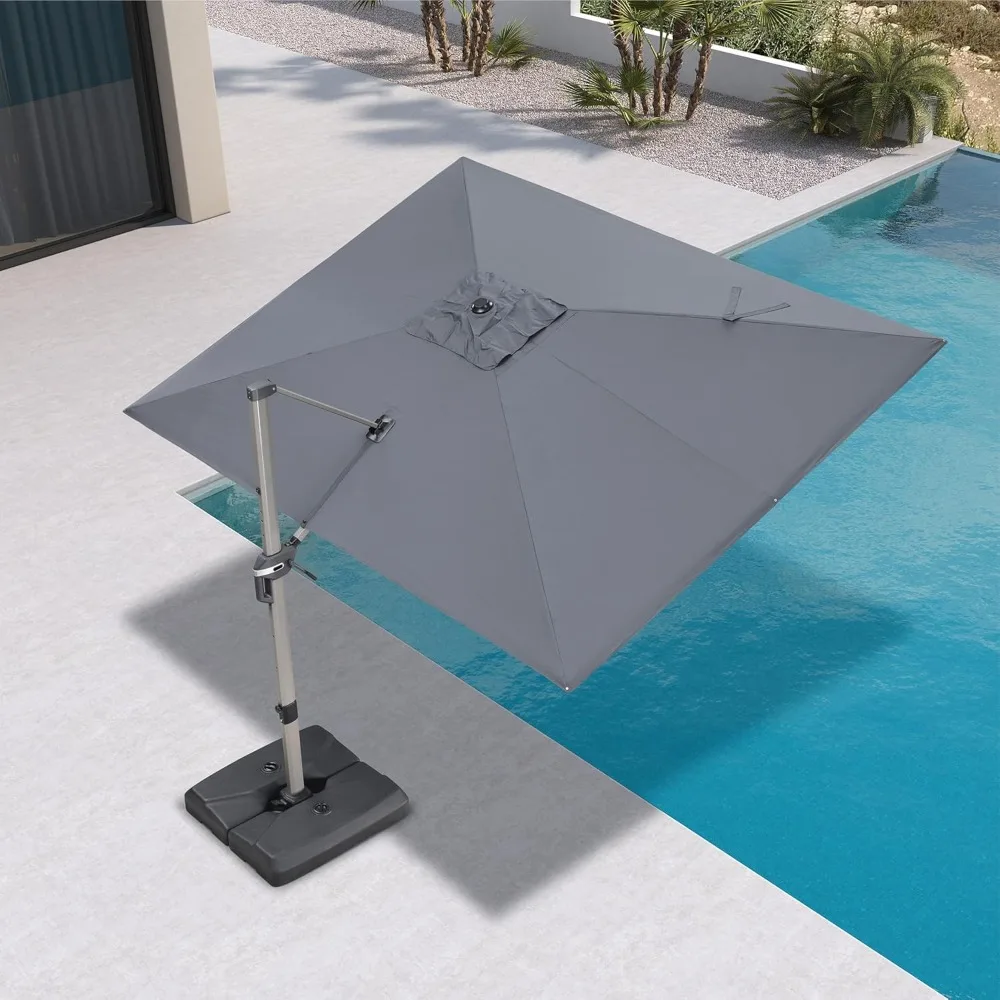 

9' X 11.5' Patio Umbrella, Rectangle Outdoor Cantilever Umbrella, Aluminum Offset Umbrella with Champagne Frame, Customized