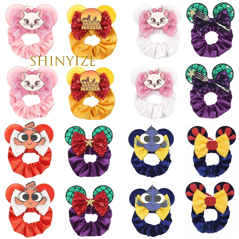 

10Pcs/Lot Christmas Soft Velvet Hair Scrunchies Disneyland Elactic Headband Women Hairband Girls Featival Party Hair Accessories