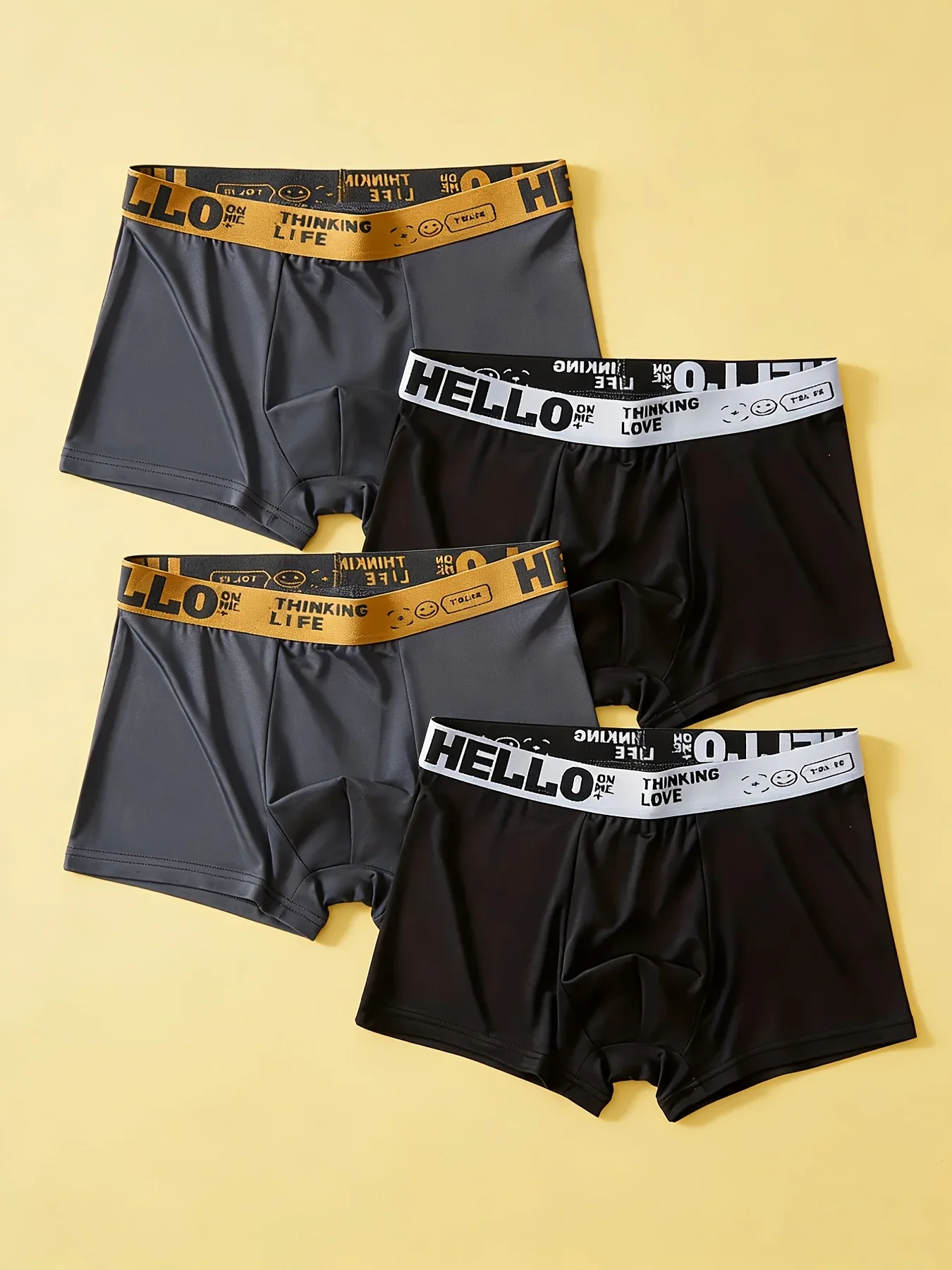 4PCS men's underwear black grey ice silk material quick drying comfortable fashion breathable all match men's boxer briefs