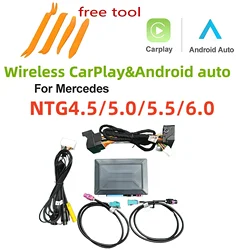 Bezprzewodowy Apple Carplay Android Auto dla Mercedes Benz W176 W204 W205 W203 W253 W117 ML GLK NTG 4.0 4.5 4.7 5.0 5.5 moduł 6.0