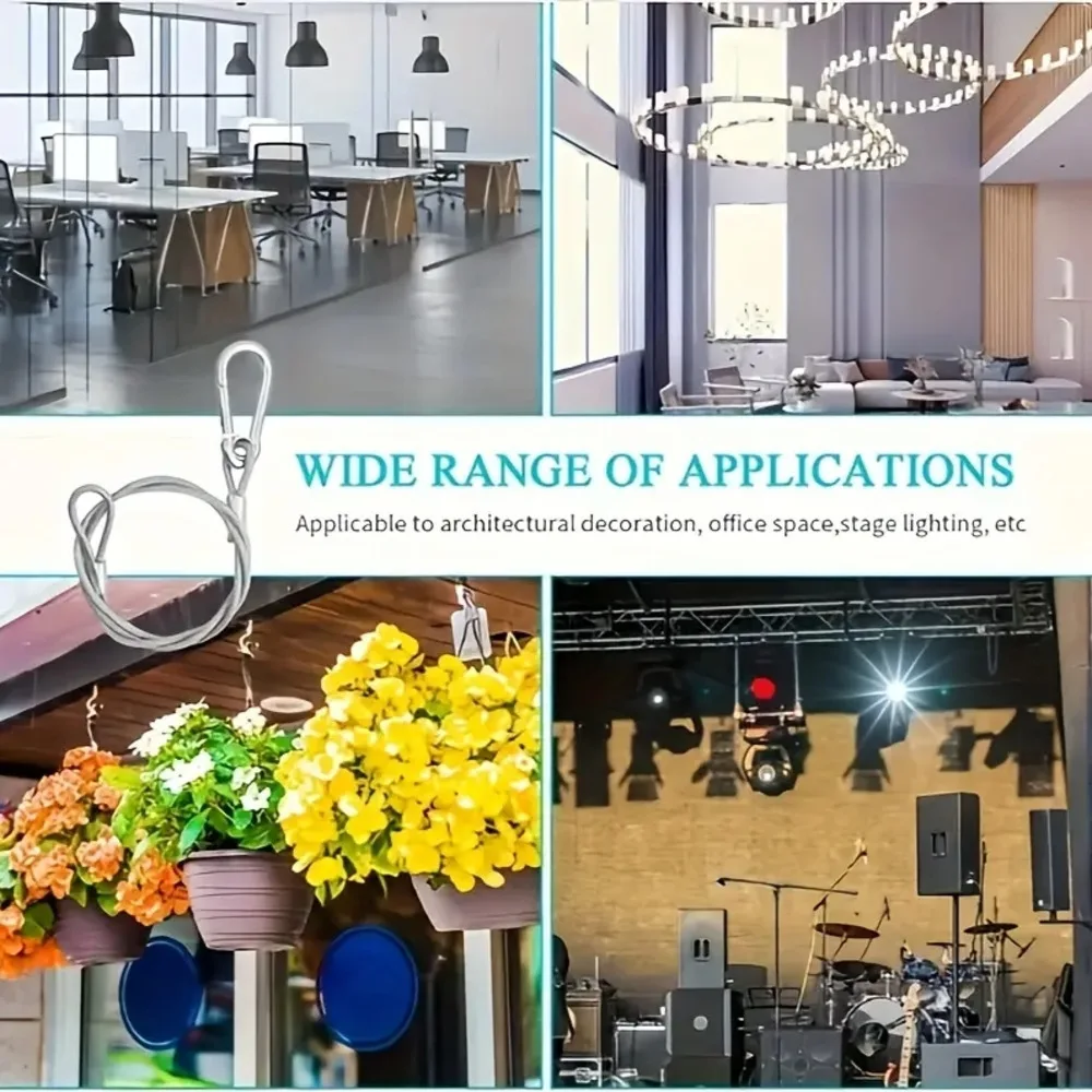 1Pcs 안전 로프 케이블 직경 3mm 4mm 5mm 두꺼운 실버 스틸 와이어 보호 로프 Securite 잠금 DJ 무대 조명 장치