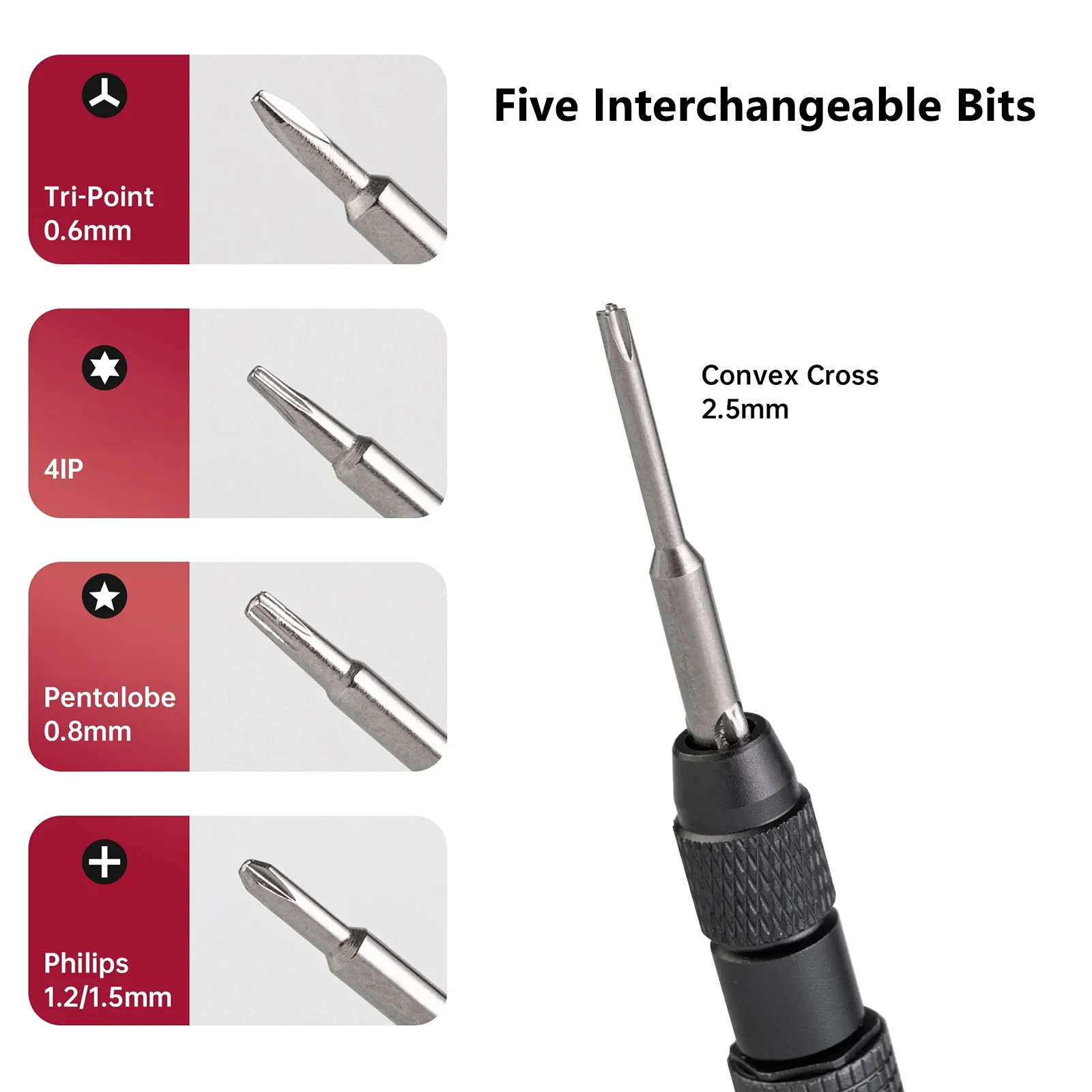 YCS TX01 Torque Screwdriver with 5Pcs 0.6Y 0.8mm 1.2mm 2.5mm 4IP Interchangeable Bit Strong Magnetic Adsorption for Phone Repair