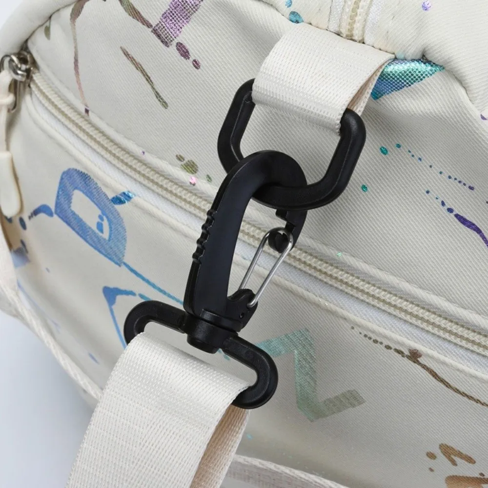 Graffiti Letters Printing Sport Gym Bag Waterproof Wet Dry Compartment Crossbody Duffle Bag Adjustable Strap Multi-Pocket