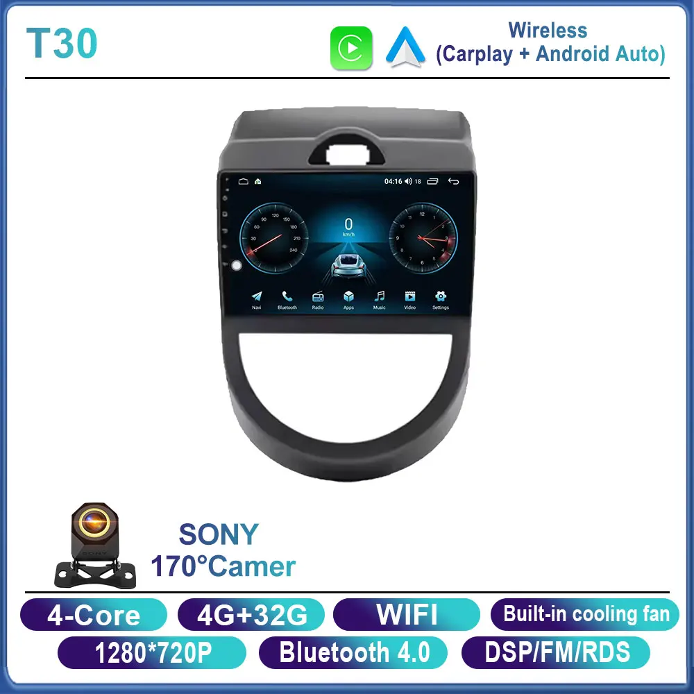 Android 16 voor Kia Soul 1 AM 2008 2009 2010 2011 Carplay Auto autoradio multimediaspeler autoradio GPS navigatie BT head unit