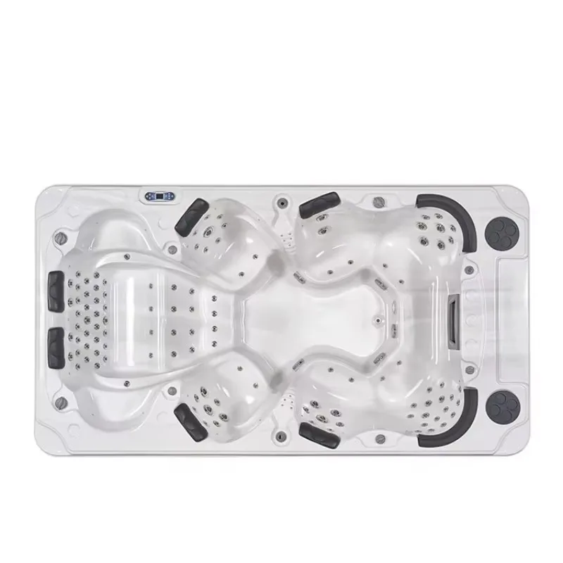Factory in the USA, acrylic Balboa, controls an 8-person outdoor rectangular spa hot tub and swimming pool.