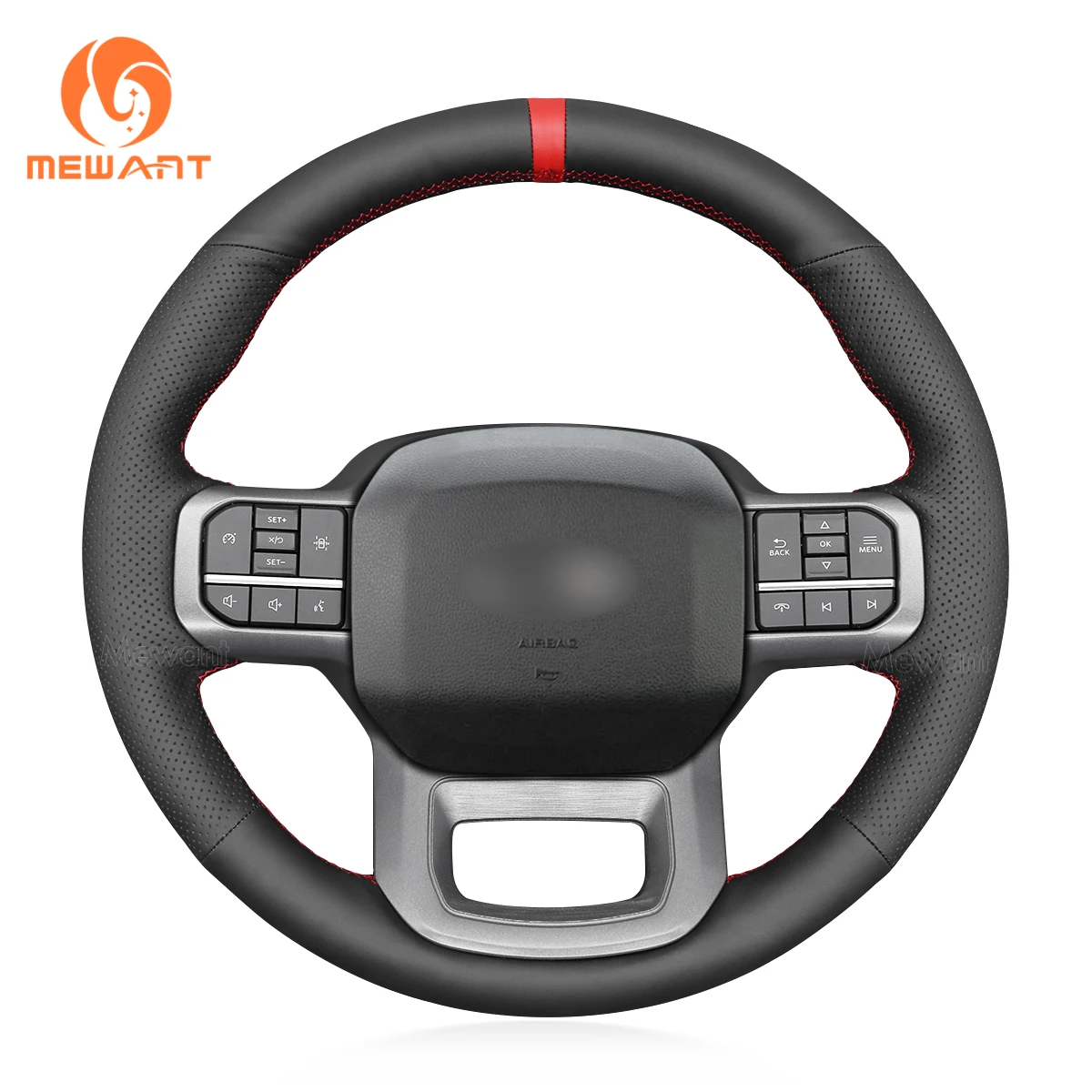 

MEWANT Black Artificial Leather Car Steering Wheel Cover for Ford F-150 2021-2023 F150 Lightning 2022-2023