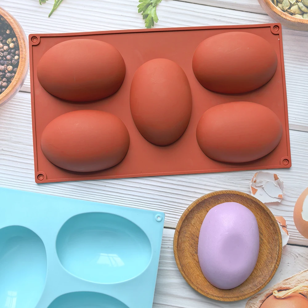 1 piece of Easter egg shaped silicone cake mold with 5 cavities, used for DIY candy, chocolate, jelly, and gummy making - view 6