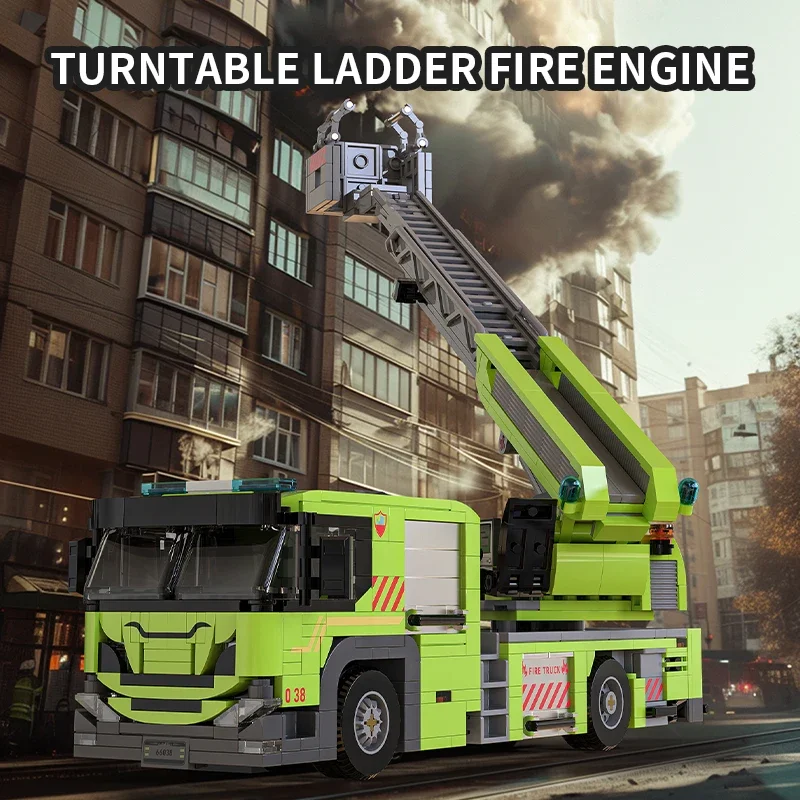 824PCS Fire Crane Ingenieur Truck Bouwstenen Klassieke Draaitafel Ladder Brandweerwagen Model Bricks Diy Speelgoed Kinderen Vakantie Geschenken