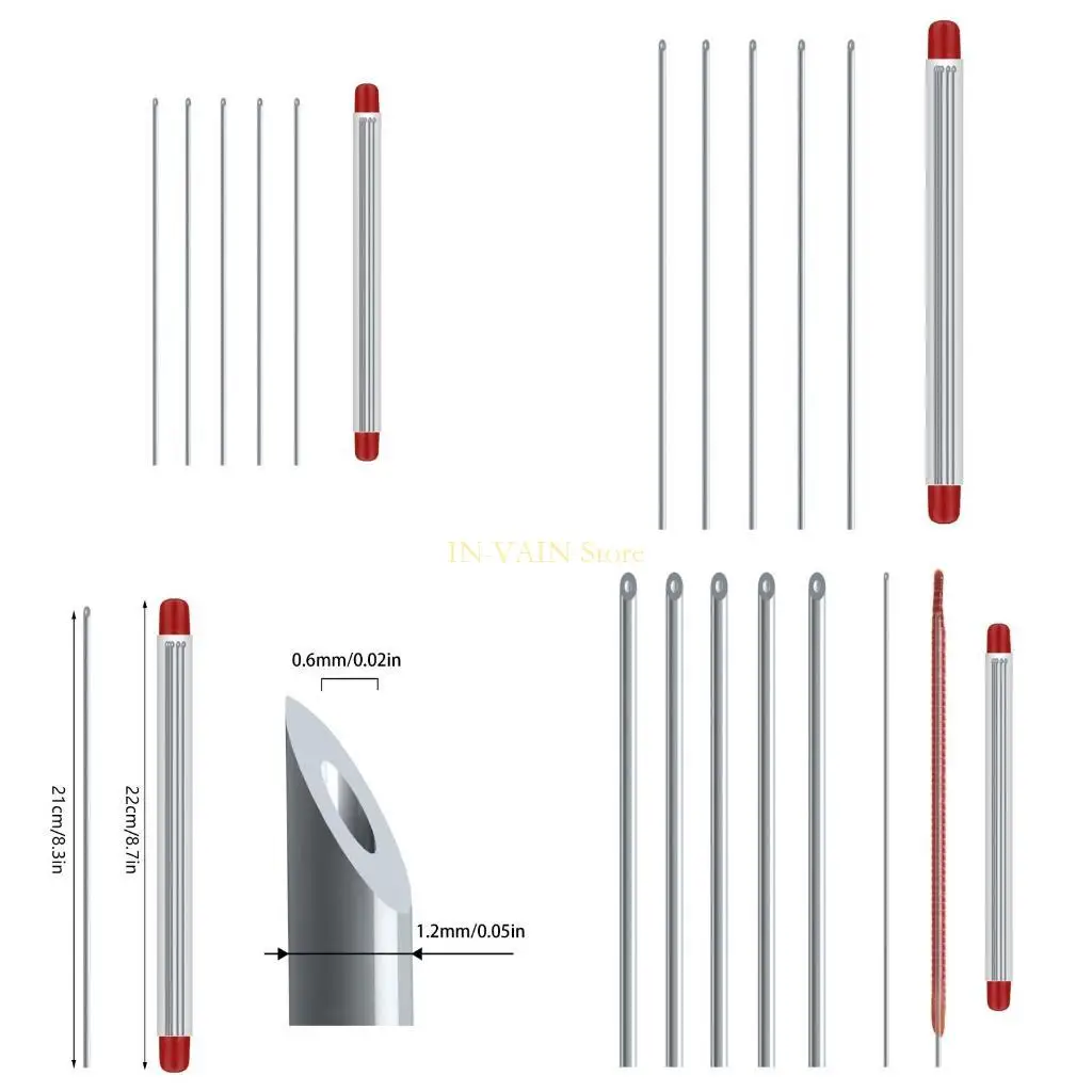 

M5TC 5Pcs Worm Baiting Needle hollows Earthworm Hook Needle baits Feeders Tool for Fishing Easy to Use