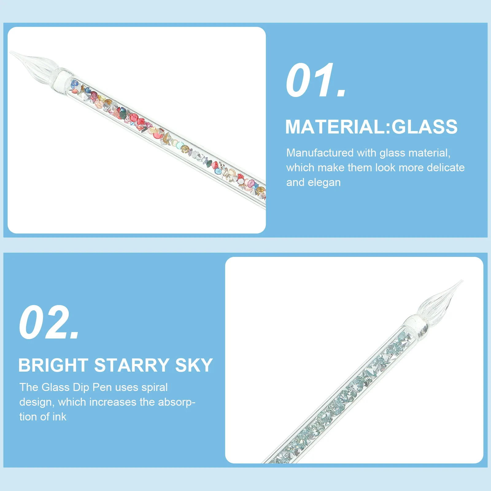 

4Pcs Glass Dip Pen Set Exquisite Handmade Glass Dip Pen Smooth Safe Crystal Design for Drawing Painting Calligraphy Practice