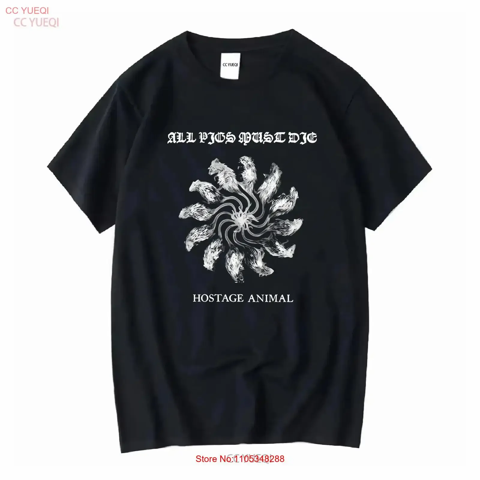 Herren-T-Shirt „All Pigs Must Die Hostage Animal Cover“ Slim Fit XX Large Vintage Washed Graphic Vielseitig Bequem Vintage