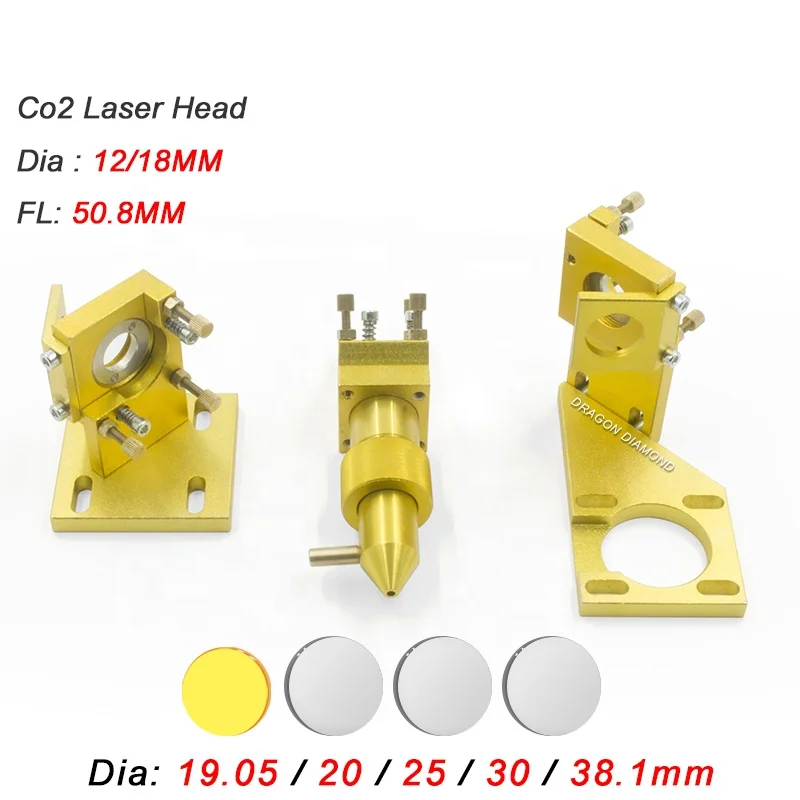 OEM ODM CO2 Laser Head Kit 12mm 60w 18mm 100w Co2 Laser Cutting Head For Laser Cutting Machine Parts