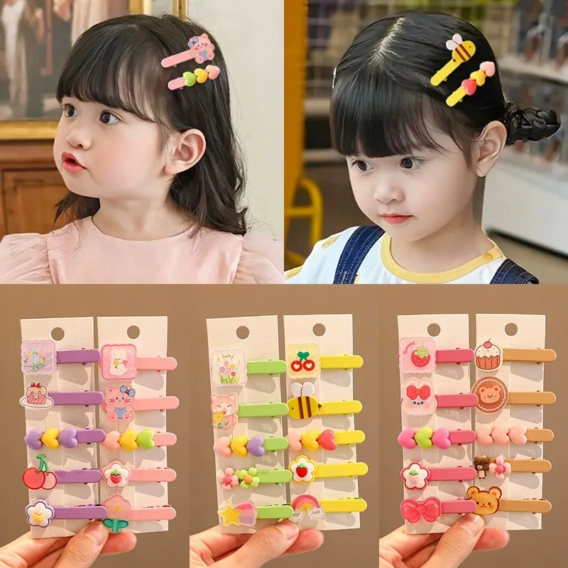 5 colorful broken hair clips Cute cartoon hair clip bangs bb Clip 2024 New candy color side clip back head headpiece