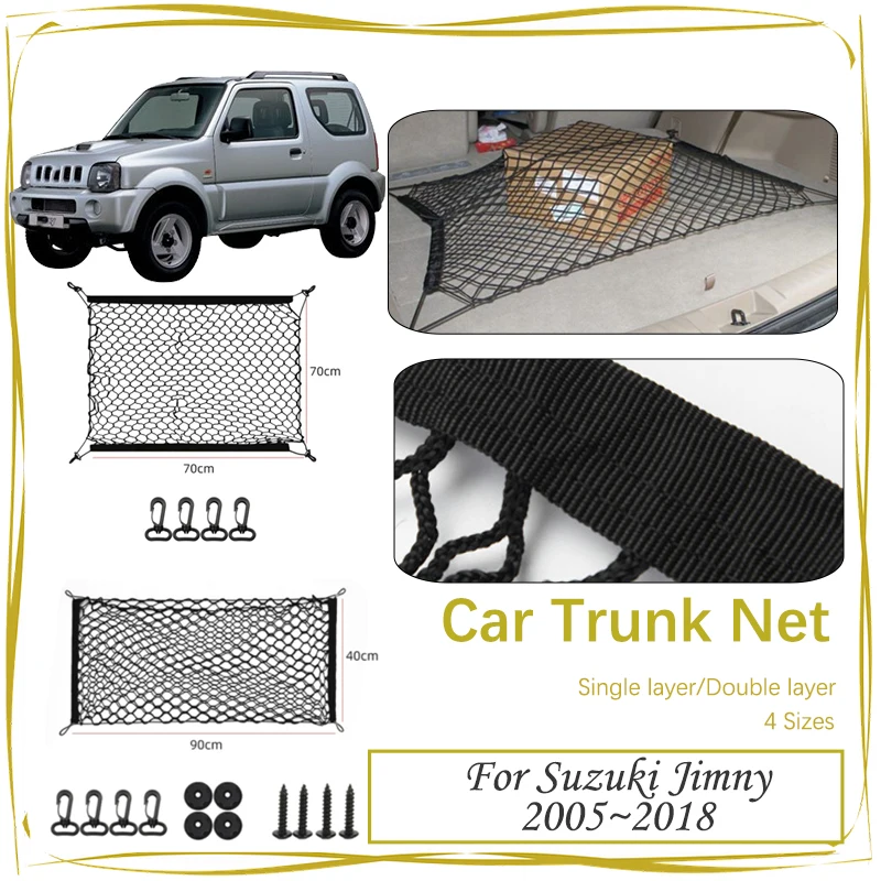 

Car Rear Trunk Net For Suzuki Jimny 20015~2018 Nylon Elastic Mesh Back Storage Cargo Bags Organizer Gadget Part Auto Accessories