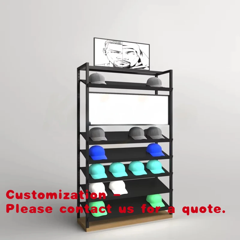 

custom.Kainice Light Weight Adjustable Freestanding Metal Wood Hat Display Rack Shelves Baseball Caps Wall