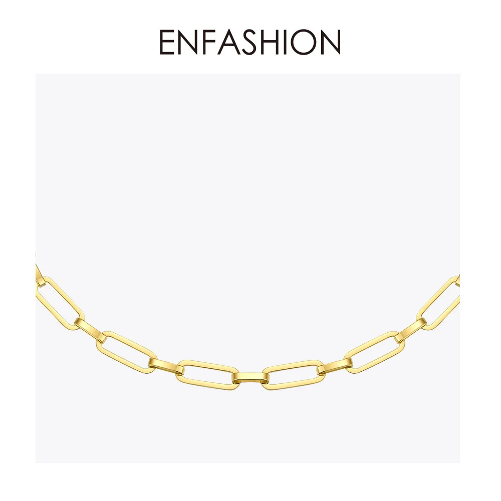 ENFASHION Punk Link Chain Choker Necklace Women Gold Color Stainless Steel Necklaces Femme Fashion Jewelry Friends Gifts P193039