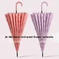 

Large Automatic Umbrella Women's Long Handle Bent Handle Rain Umbrella Flower Opening Resistant Logo Printed Rock Lemon