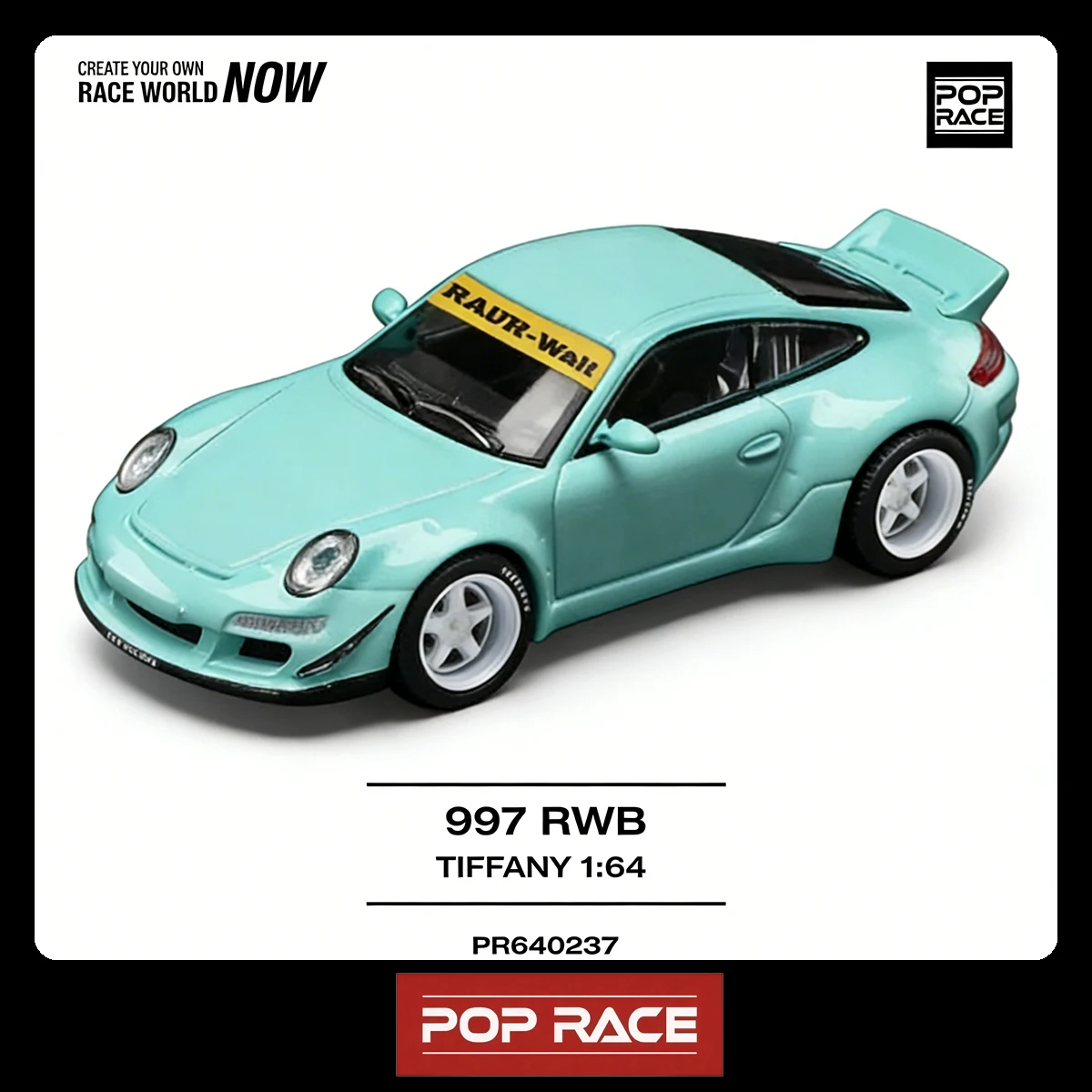 

POP RACE PR640237 1:64 Porsche 911 997 RWB Tiffany Blue Limited Edition Diecast Collectible Car In Stock