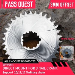 PASS QUEST 3mm Offest Chainring,28-38T Chainwheel for SRAM SX XX Direct Mount Crank Gravel/Mountain Bike