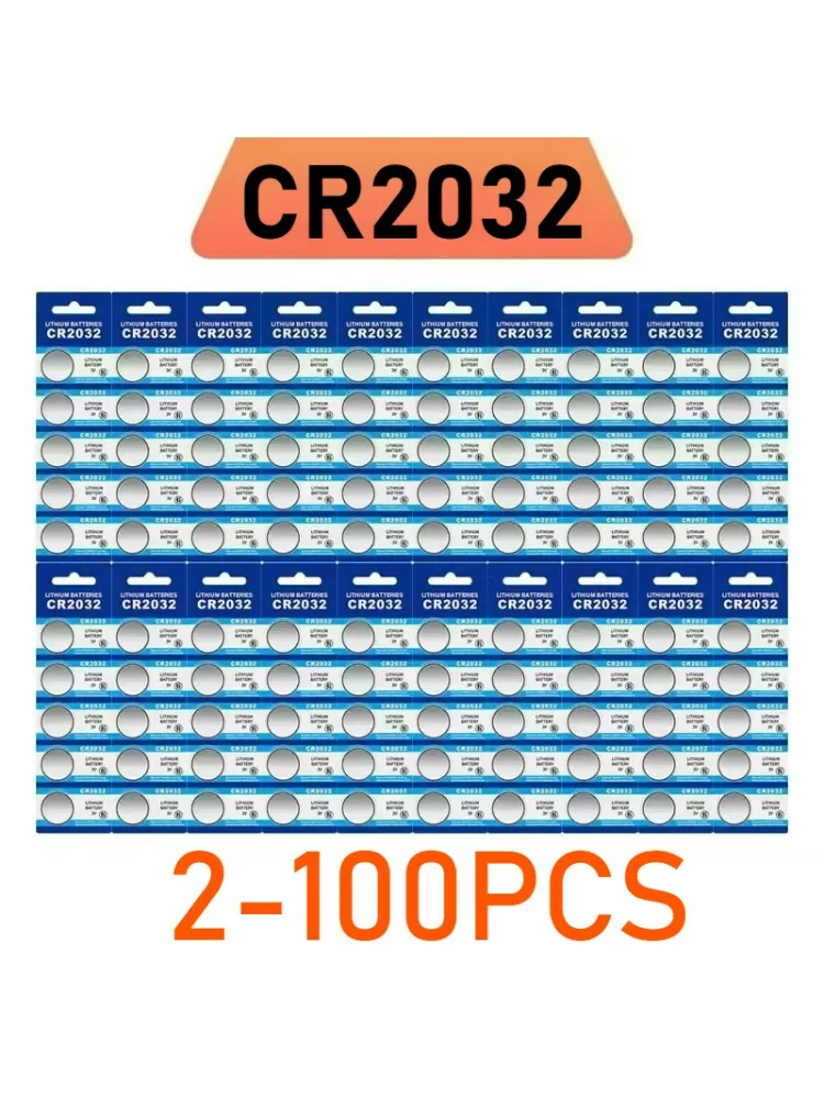 2-100-PCS-CR2032-3V-Bateria-litowa,-do-błyskawicy-do-samochodu-zegarka-kalkulatora-zabawki-miernika-glukozy-wagi,-Baterie-groszczowe-hurtowo — 2