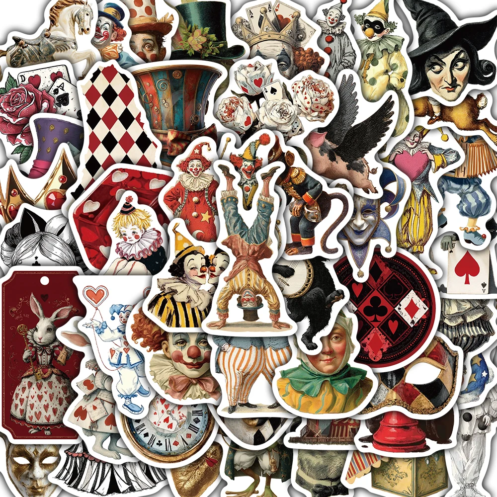 50PCS Strange Circus Sticker Aesthetic Streetwear Cartoon Skateboard Luggage Home Guitar Phone Motorcycle Creative Stickers