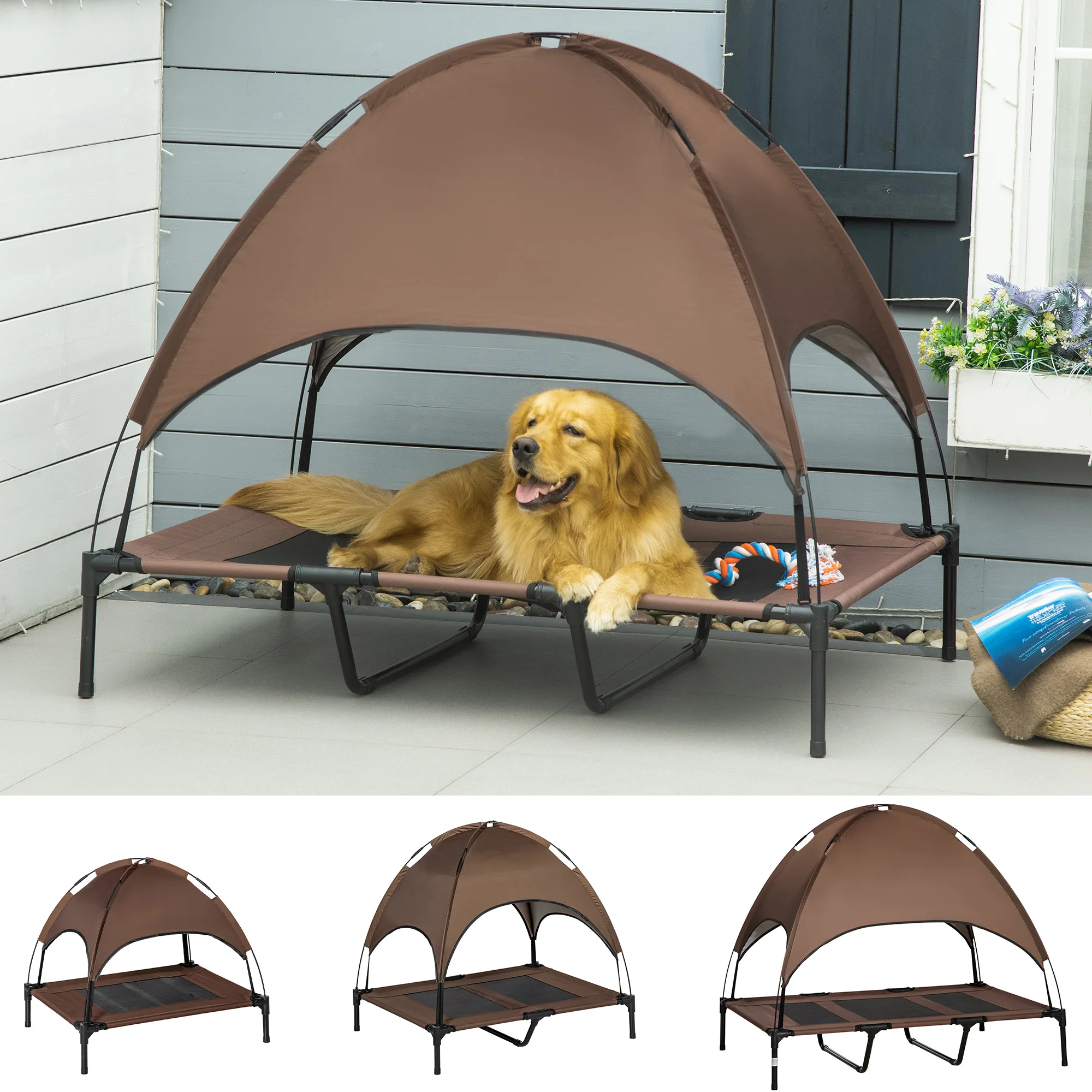 PawHut pet bed with waterproof tent for dog cat Outdoor