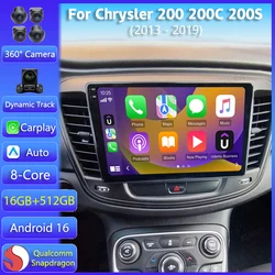 Android 16 Carplay Auto WIFI+4G For Chrysler 200 200C 200S 2013 - 2019 Car Radio GPS Stereo Multimedia Video Player Head Unit BT