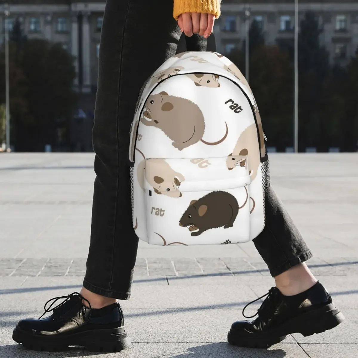 Sacs à dos à motif de rat pour adolescents, cartable pour enfants, sacs d'école à la mode, sac à dos de voyage, sac initié, grande capacité