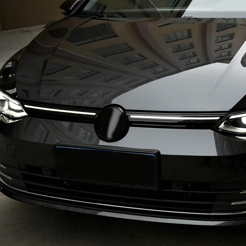 

Уникальный чехол для Golf 8 MK8 2020 2021, глянцевый черный автомобильный передний бампер, решетка, декоративная полоса