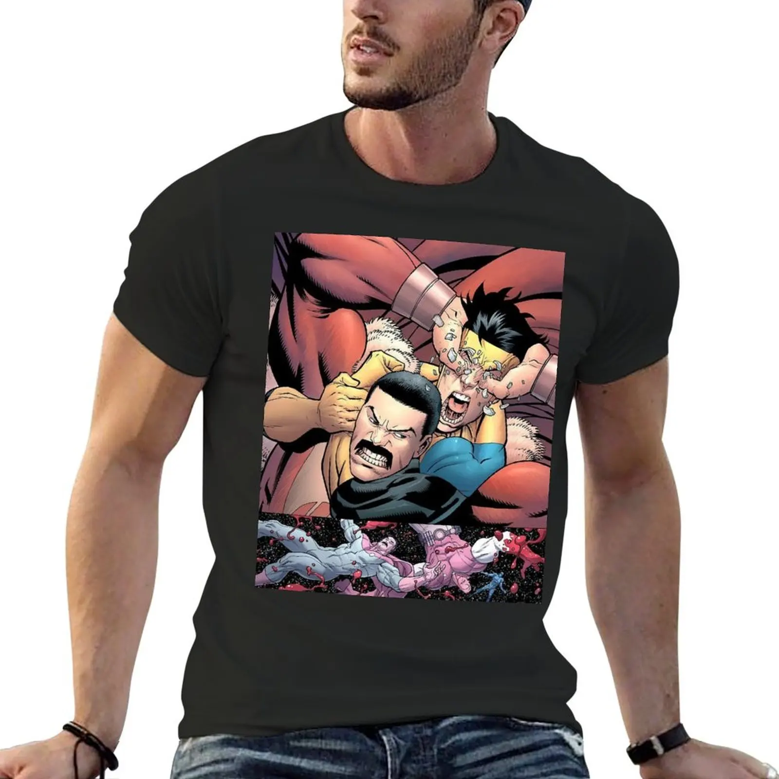 omni man vs invincible T-Shirt shirts graphic tees man clothes anime t shirts mens plain t shirts