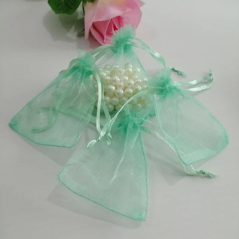 100 stücke Aqua Grün Geschenk Tasche Verpackung Liefert Organza Geschenk Taschen Kordelzug Beutel Jewlery Geschenk Beutel Organza Beutel Schmuck Tasche