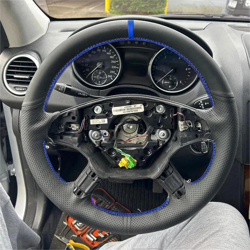 Car Accessories Steering Wheel Cover Leather Trim For Mercedes Benz GL R Class X164 2006- 2009 M-Class W164 2005 2006 2007 2008