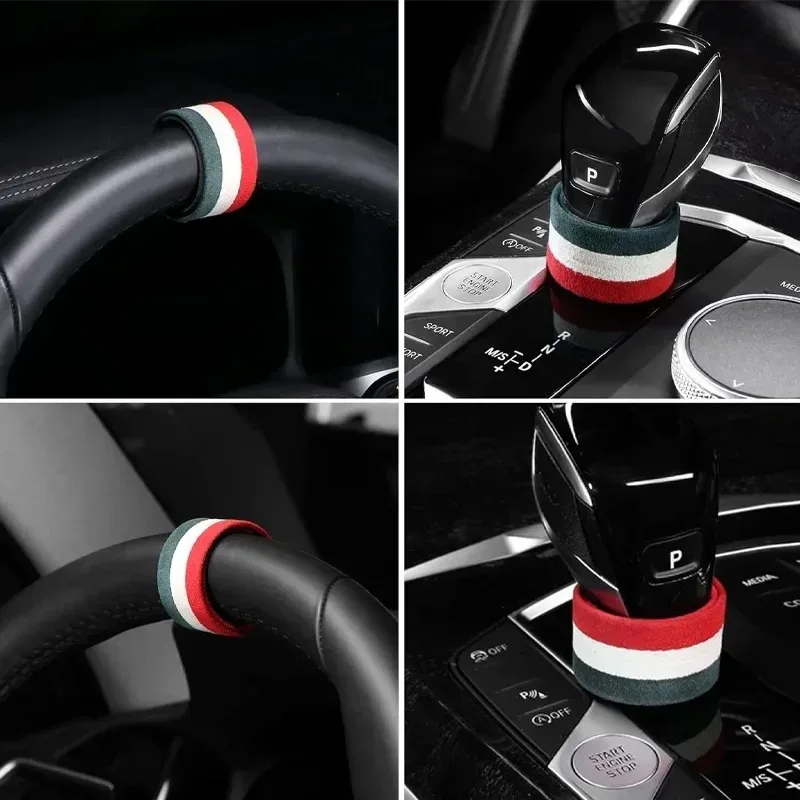 Italy Super Suede Universal Car Steering Wheel Booster Personality Center Line Marking Flannel Interior Decoration Accessories