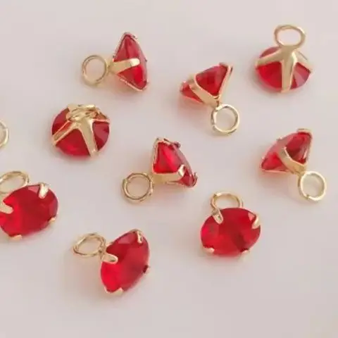 Preservación del color 14K recubierto de oro 7mm colgante de circonio de un solo color manual DIY circón pequeño colgante pulsera collar colgante