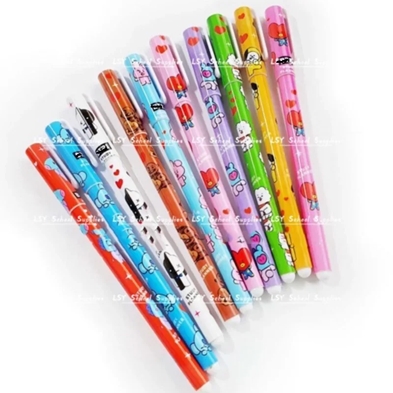 Lápis de Gel de Tinta Colorida Kawaii, Caneta Novidade dos Desenhos Animados para Menino e Menina, Artigos de Papelaria Escolar, Presente Infantil, 10Pcs por Pacote