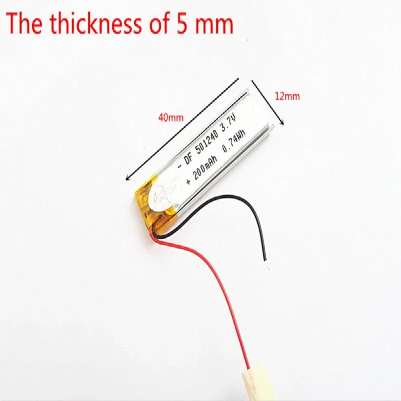 1 pieza 3,7 V 200 mAh 501240   Células de batería recargables de iones de litio Li-Po de polímero de litio para Mp3 MP4 MP5 GPS móvil bluetooth