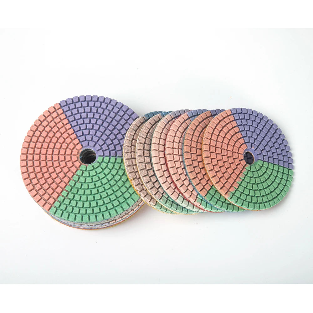 4 Inch 100mm 3 Colors Abrasive Diamond Wet Polishing Pads For Stone Marble Granite Quartz Grinding