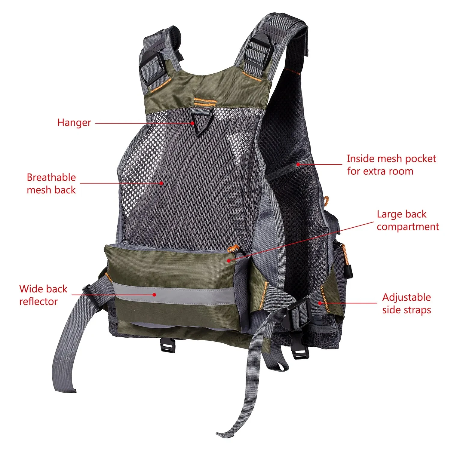 Wandern Radfahren Einstellbare Schwimmen Weste Angelgerät Rucksack Atmungsaktive Multifunktionale Outdoor Sport Bergsteigen Brust Tasche