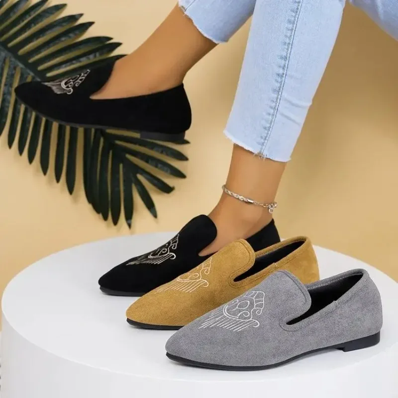 

Fashionable Embroidered Flower Chinese Style Women's Mules Summer New Arrival Single Shoes Thick Heel Slip-On Big Size Shoes