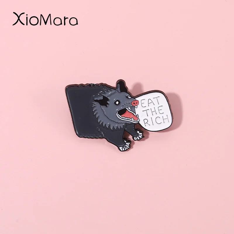 Hashibira Inosuke Enamel Pins Custom Grey Possum Boar Eat The Rich Brooch Lapel Badges Fun Quotes Animal Jewelry Gifts Wholesale