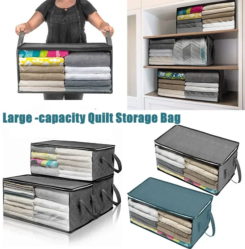 

Large Capacity Non-Woven Clothes Quilt Storage Bag Dust-Proof Sweater Blanket Organizer Box Foldable Sorting Pouche Home Storage