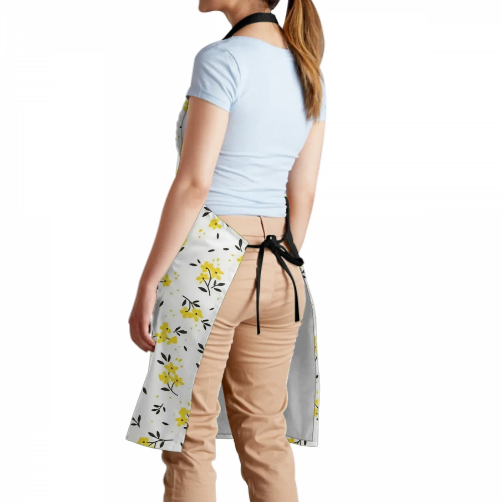 Black Leaves Waterproof Apron with 2 Pockets Kitchen Chef Aprons Bibs for Grooming Cooking Baking Painting Gardening