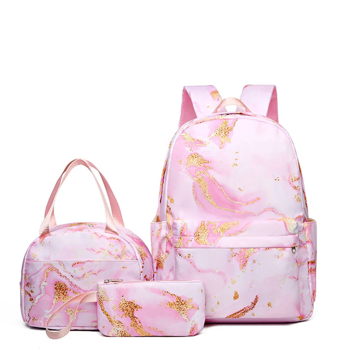 New Fashion Colorful Multi Pocket Backpack with Lunch Bag Rucksack Casual Student Backpacks for Men Women Teenagers Sets 3pcs