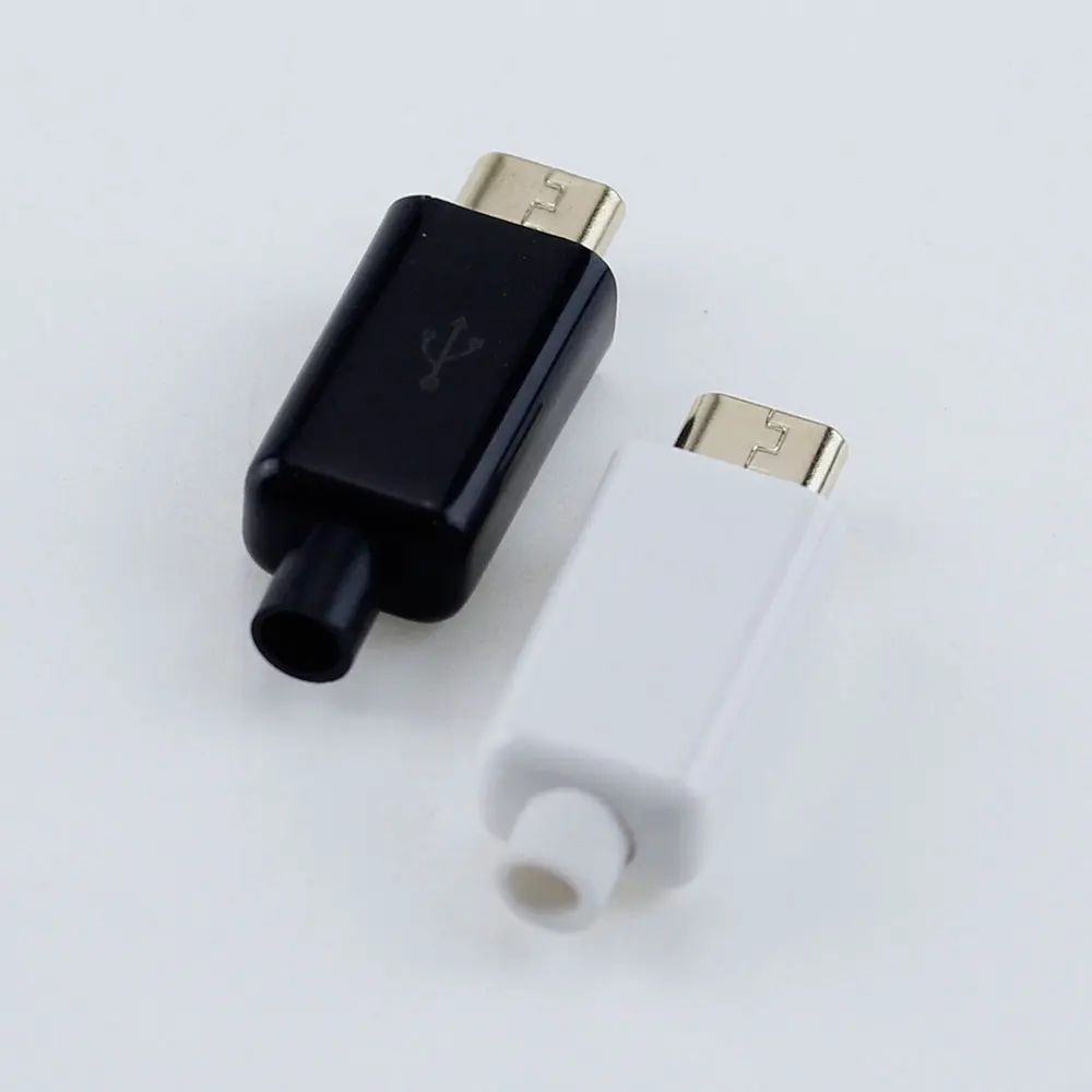 

10pcs Micro USB 5PIN Welding Type DIY Male Plug Connectors Charger 5P USB Tail Charging Socket 4 in 1 White Black