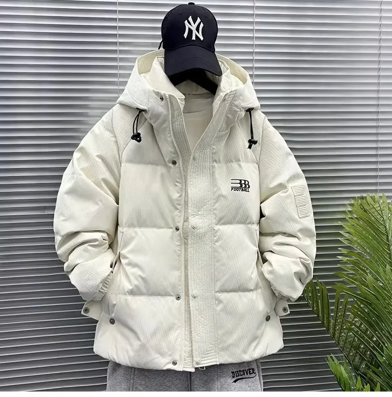 Herren-Wintermode, vielseitige, dicke, warme Brotjacke, lockere und einfache trendige Marken-Outdoor-Arbeitskleidung, Daunenjacke mit Kapuze