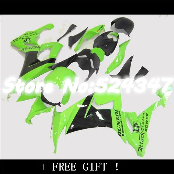 Hey-custom For green white KAWASAKI NINJA 2008 2009 2010 ZX-10R  hot green black ZX10R ZX 10R 08-10 08 09 10 Fairing for Ninja