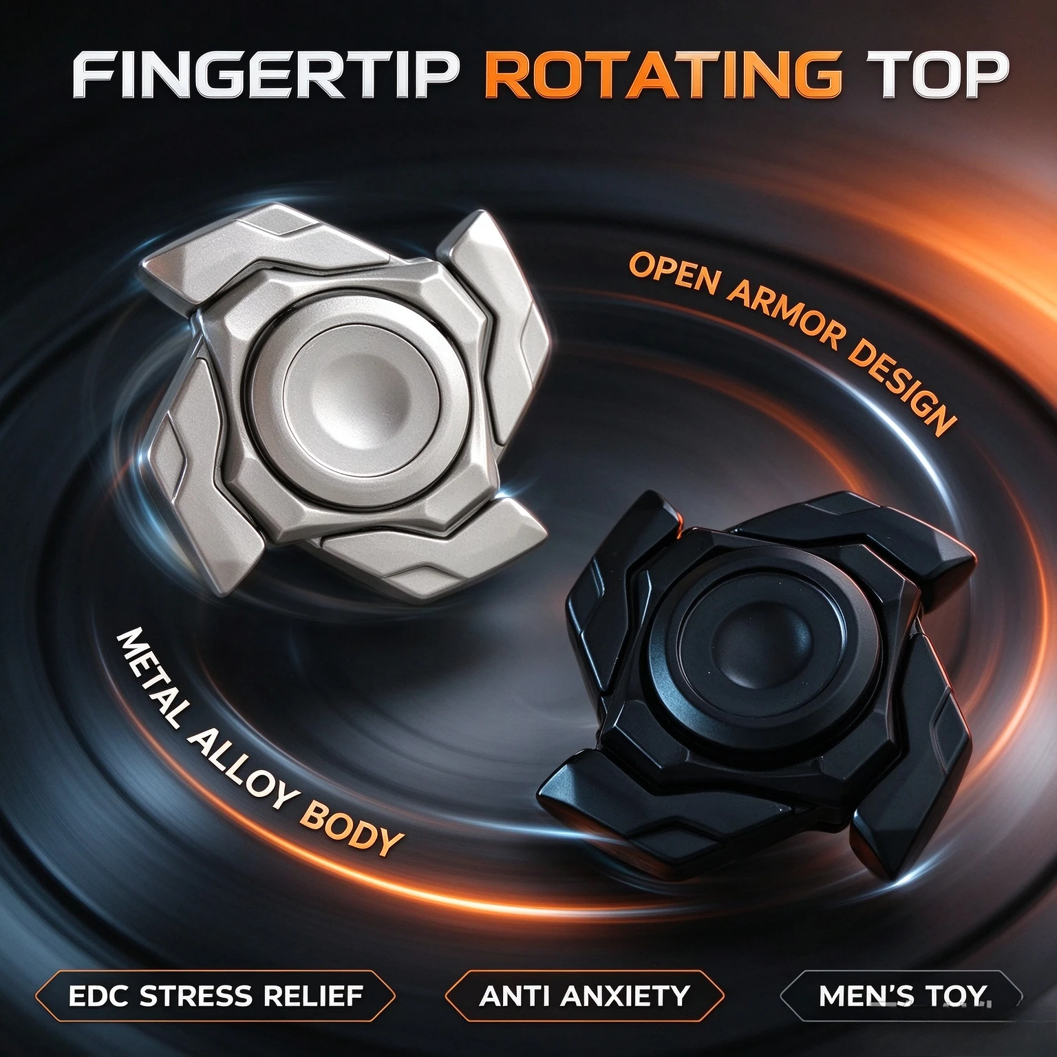 Open Armor Metal Fidget Spinner Hand Spinning Top EDC Stress Relief Anti Anxiety Men's Toy Fingertip Rotating