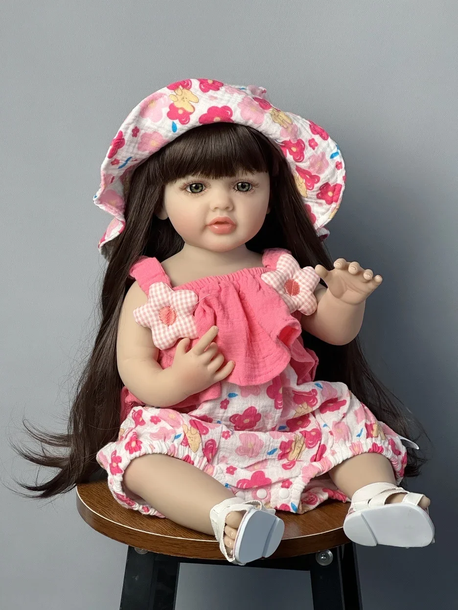 BZDOLL 55 CM Soft Silicone Reborn Baby Girl Doll Toy Lifelike 22 Inch Princess Toddler Art Bebe Birthday Gifts for Child